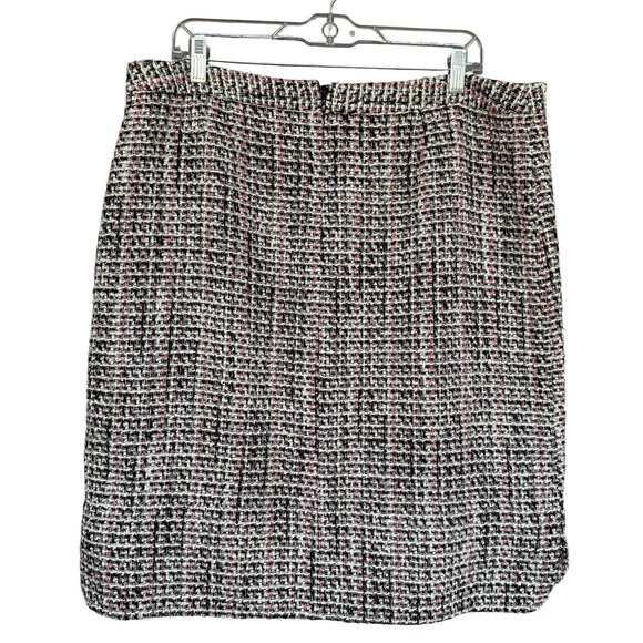 Ann Taylor Factory Skirt Women16 Black Pink Tweed Check Pencil Lined Career Work - Picture 2 of 10